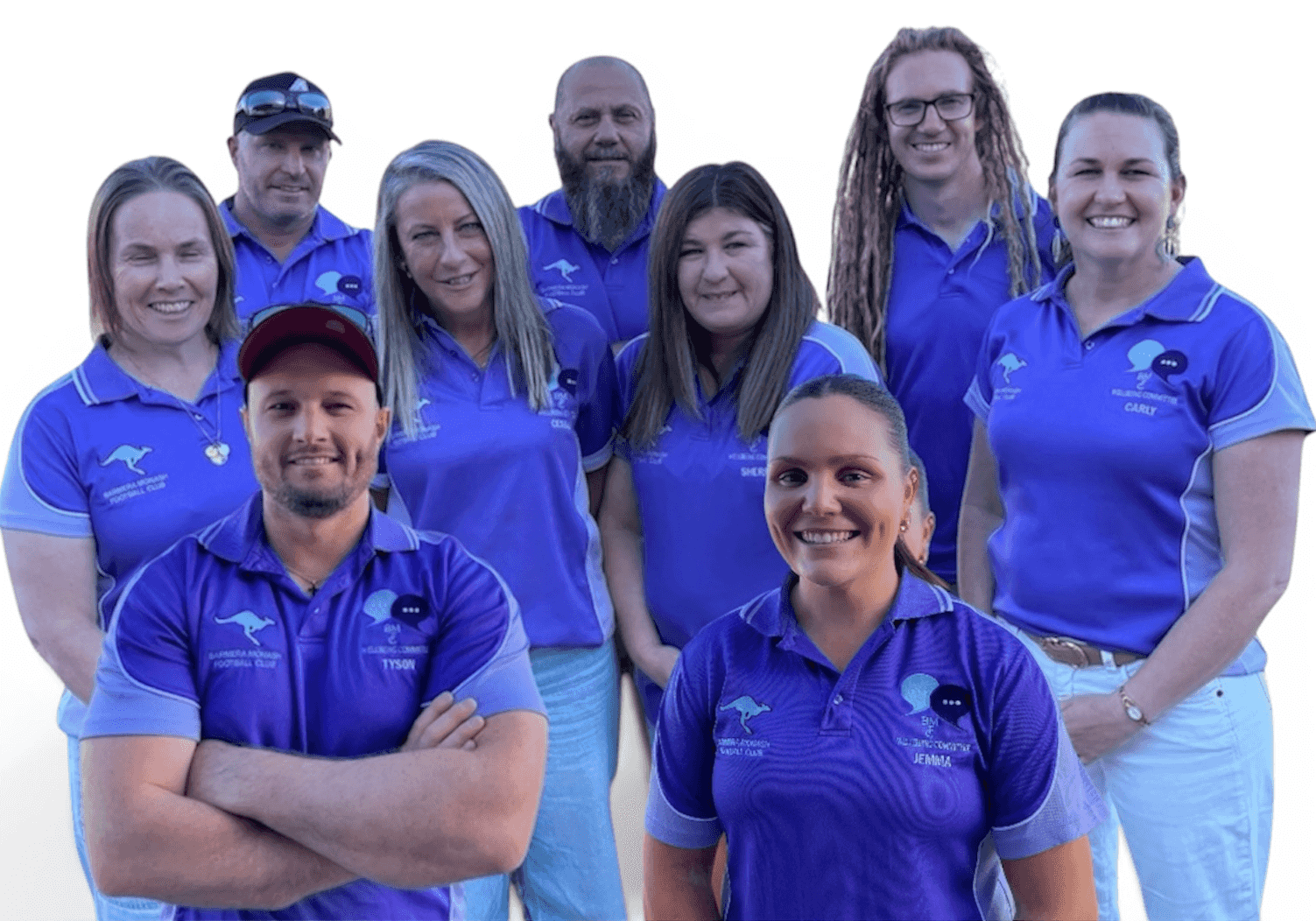 Barmera Monash Football Club wellbeing committee members their wellbeing guernseys