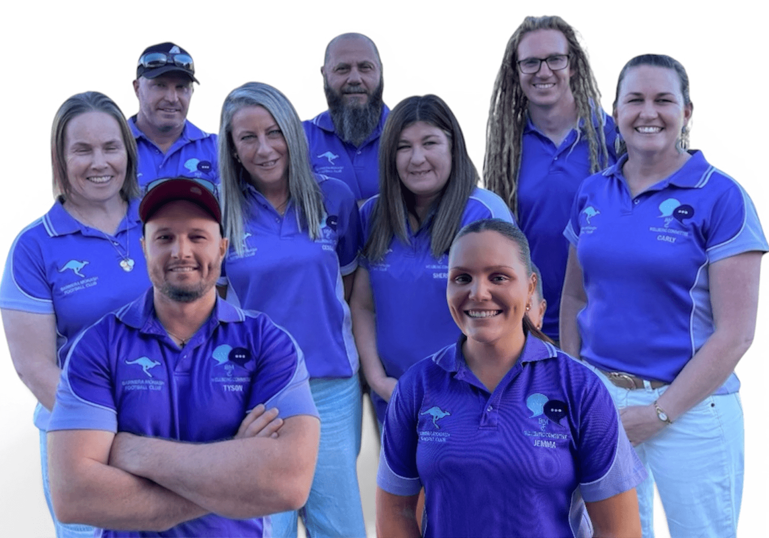 Barmera Monash Football Club wellbeing committee members their wellbeing guernseys